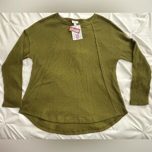 LuLaRoe Tina Long Sleeve Top, Olive Green, M, NWT